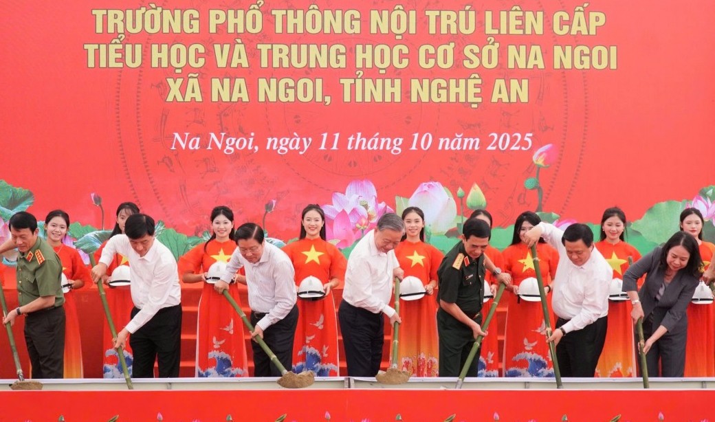 Tổng Bí thư Tô Lâm dự Lễ khởi công xây dựng trường nội trú liên cấp ở Nghệ An
