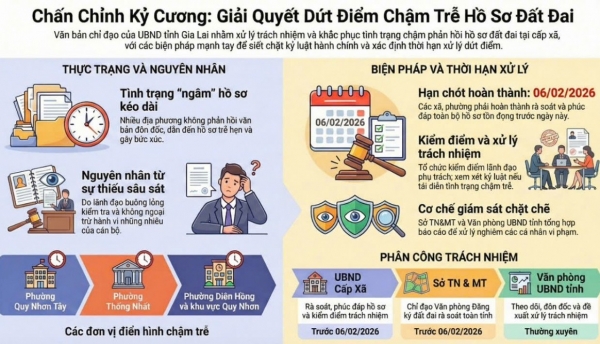 Gia Lai: Siết chặt kỷ cương hành chính, xử lý nghiêm Chủ tịch cấp xã để trễ hẹn hồ sơ đất đai