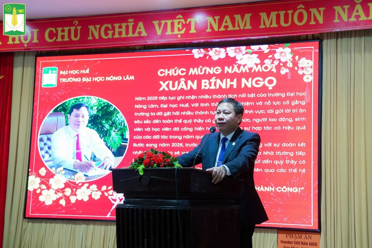 PGS.TS Trần Thanh Đức - Hiệu trưởng Trường Đại học Nông Lâm (Đại học Huế) tham dự và phát biểu tại chương trình...