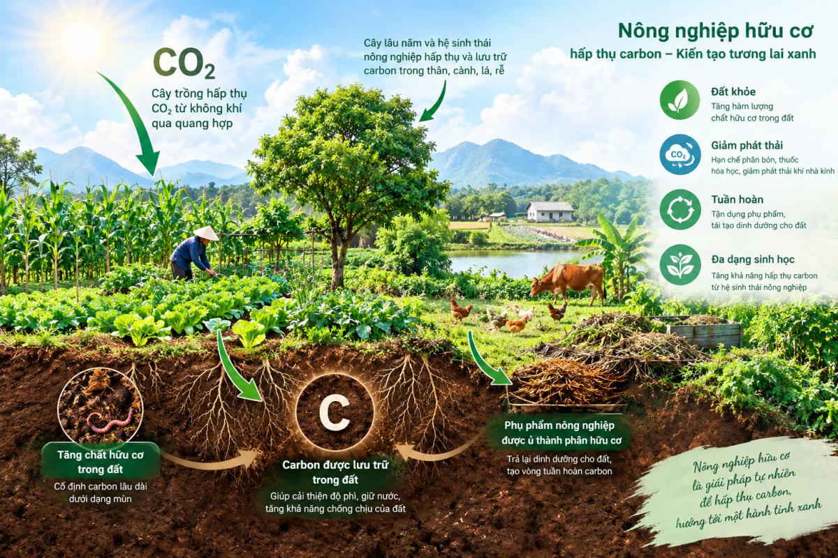 Khả năng hấp thụ carbon của hệ thống nông nghiệp hữu cơ