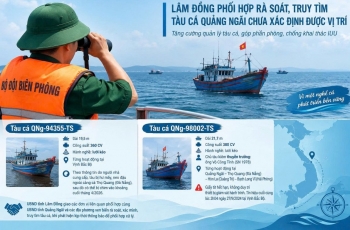 Lâm Đồng phối hợp rà soát, truy tìm tàu cá Quảng Ngãi chưa xác định được vị trí